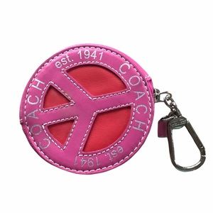 Vintage Y2K Coach Peace Sign Pink Coin Purse
